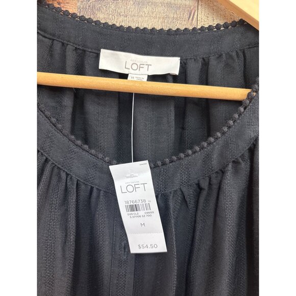 Ann Taylor Loft Black Button-Front Blouse M NWT - Picture 2 of 8